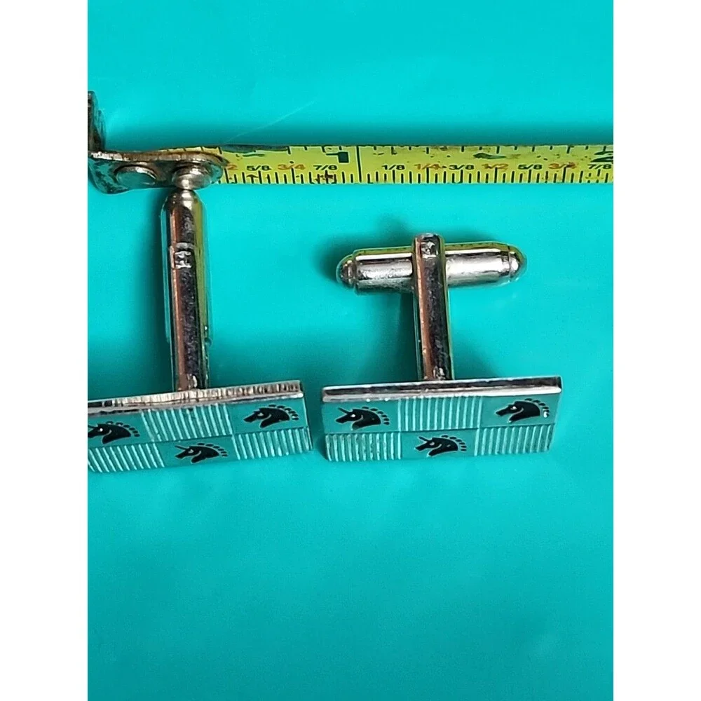 Vintage Silver-Tone Unicorn Cufflinks – Square Men’s Mythical Collectible Gift - Picture 5 of 8